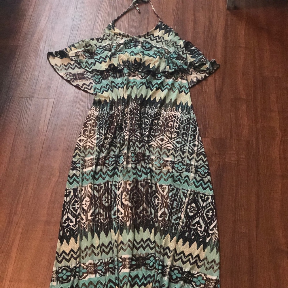 Veronica M halter maxi dress